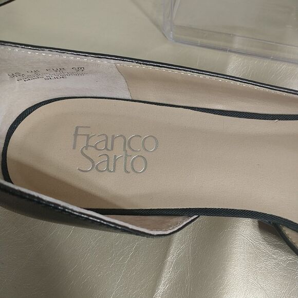 Franco Sarto Women's SZ 10M Slide Leather d'Orsay Flat Slide Shoes Black. - Picture 4 of 11